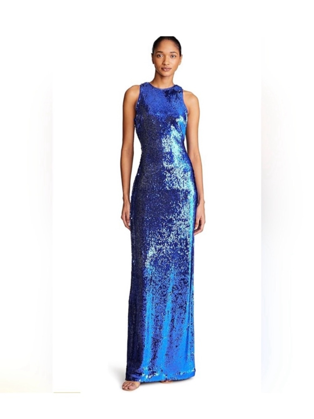Halston Heritage Electric Blue Sequin Maxi Dress